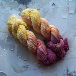 Indian Corn - Hand dyed Yarn / Handdyed yarn, Sock Yarn, Wool Yarn - Maroon, Orange, and Yellow - SW Merino / Nylon- Fingering Weight - 100g