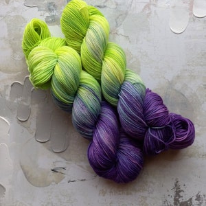 Hummingbird Hand dyed Yarn / Handdyed yarn, Sock Yarn, Wool Yarn Purple, Blue, Green BFL or 75 25 Sock Yarn Fingering Yarn 100g image 1