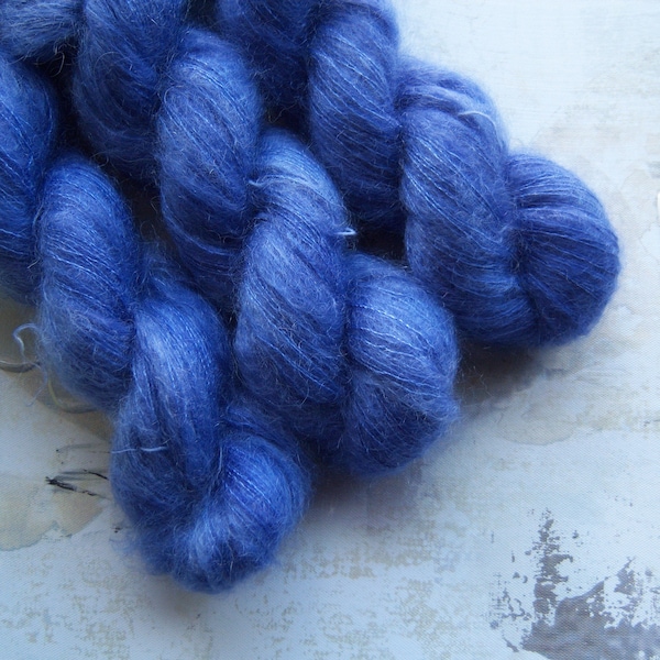 Indigo - Hand dyed Yarn / Handdyed yarn, Kid Silk Yarn, Wool Yarn - Dark Blue, Indigo - 72/28 Kid Mohair & Silk - Lace Weight - 50g