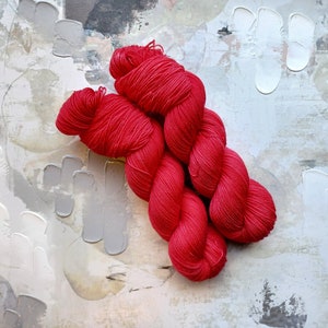 Engine Red - Hand dyed Yarn / Handdyed Yarn, Sock Yarn, Wool Yarn – 75/25 SW Merino and Nylon – Fingering Weight -100g
