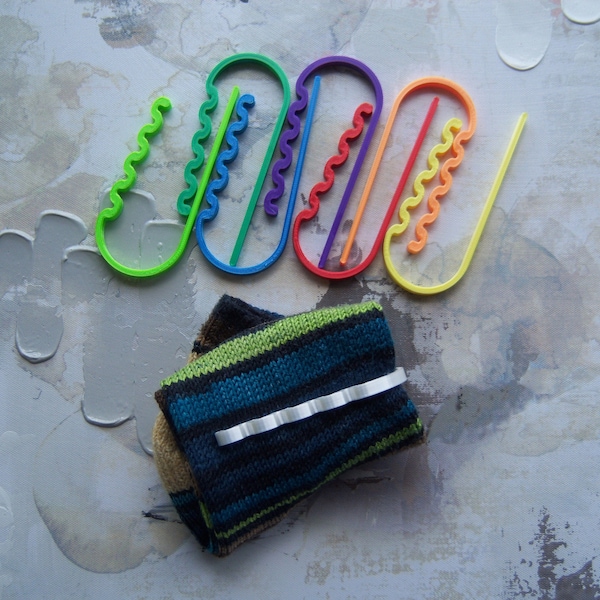 Sock Clips, Sock Drawer Organizers for Hand-Knit Socks, Rainbow Sock Clips or Multi-colored Sock Clips