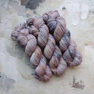 Freestyle Hand dyed Yarn / Handdyed yarn, Worsted Yarn, Wool Yarn, Speckled Yarn - A130 - Gray, Brown, Navy - Worsted Weight 100g