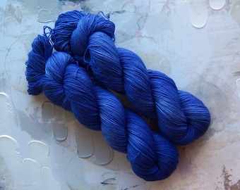 Indigo - Hand dyed Yarn / Handdyed yarn, Sock Yarn, Wool Yarn - Dark Blue - SW Merino / Nylon - Fingering Weight - 100g