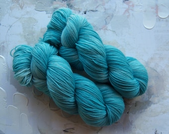 Teal - Przędza barwiona ręcznie / Przędza barwiona ręcznie, Przędza skarpetkowa, Przędza wełniana - Niebiesko-zielona / Akwamarynowa - Wełna merino SW / Nylon - Waga palcowa - 100 g