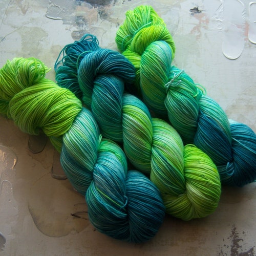 Vegan Yarn Kit Teal Blue Gradient Hand Dyed Fingering / Etsy