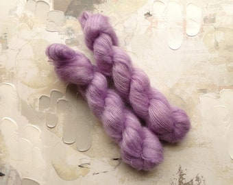 Lilac - Hand dyed Yarn / Handdyed yarn, Kid Silk Yarn, Wool Yarn, Mohair Yarn - Light Purple - 72/28 Kid Mohair & Silk - Lace Weight - 50g