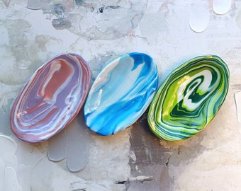 Oval Ring Dishes / Jewelry Dishes / Ring Bowls - Marble Designs in different colors