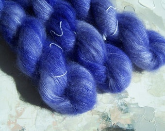 Periwinkle Purple - Hand dyed Yarn / Handdyed yarn, Kid Silk Yarn, Wool Yarn - 72/28 Kid Mohair & Silk - Lace Weight - 50g