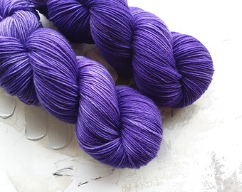 Royalty - Hand dyed Yarn / Handdyed Yarn, Sock Yarn, Wool Yarn - Deep Purple –  75/25 Superwash Merino and Nylon – Fingering Weight -100g