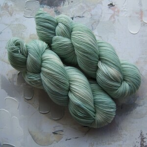 Succulent Hand dyed Yarn / Handdyed yarn, Sock Yarn, Wool Yarn Light Mint or Jade Color SW Merino / Nylon Fingering Weight 100g image 2