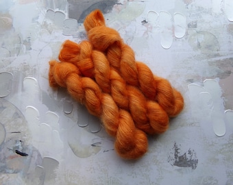 Pumpkin - Hand dyed Yarn / Handdyed yarn, Kid Silk Yarn, Wool Yarn - Orange - 72/28 Kid Mohair & Silk - Lace Weight - 50g