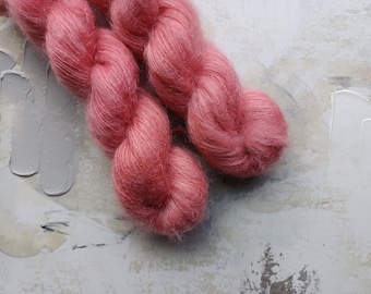 Grapefruit - Hand dyed Yarn / Handdyed yarn, Kid Silk Yarn, Wool Yarn - 72/28 Kid Mohair & Silk - Lace Weight - 50g