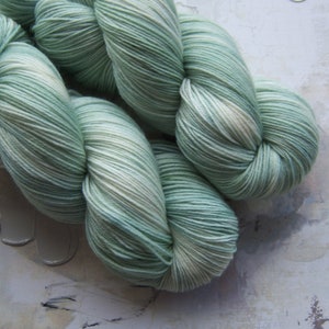 Succulent Hand dyed Yarn / Handdyed yarn, Sock Yarn, Wool Yarn Light Mint or Jade Color SW Merino / Nylon Fingering Weight 100g image 1