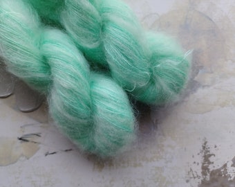 Minty Fresh - Hand dyed Yarn / Handdyed yarn, Kid Silk Yarn, Wool Yarn - Mint Green - 72/28 Kid Mohair & Silk - Lace Weight - 50g
