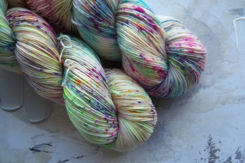 Chaos Theory - Hand dyed Yarn, Rainbow Yarn, Sock Yarn, Speckled Yarn – Singles Yarn, BFL, or Classic Sock - Fingering Weight – 100g image 1