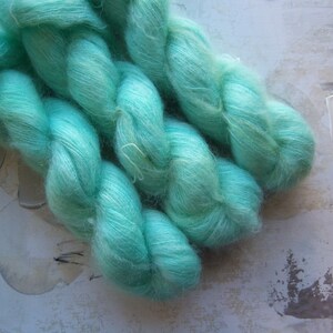 Ocean Blue - Hand dyed Yarn / Handdyed yarn, Kid Silk Yarn - Light Aqua Blue, Beach Blue - 72/28 Kid Mohair & Silk - Lace Weight - 50g