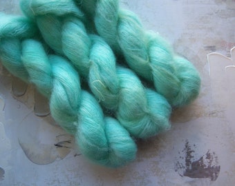 Ocean Blue - Hand dyed Yarn / Handdyed yarn, Kid Silk Yarn - Light Aqua Blue, Beach Blue - 72/28 Kid Mohair & Silk - Lace Weight - 50g