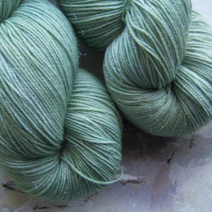 Succulent Hand dyed Yarn / Handdyed yarn, Sock Yarn, Wool Yarn Light Mint or Jade Color SW Merino / Nylon Fingering Weight 100g image 3