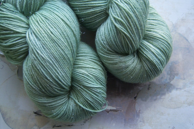 Succulent Hand dyed Yarn / Handdyed yarn, Sock Yarn, Wool Yarn Light Mint or Jade Color SW Merino / Nylon Fingering Weight 100g image 3