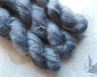 Smokey Gray - Hand dyed Yarn / Handdyed yarn, Kid Silk Yarn, Wool Yarn - 72/28 Kid Mohair & Silk - Lace Weight - 50g