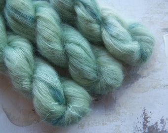 Succulent - Hand dyed Yarn / Handdyed yarn, Kid Silk Yarn, Wool Yarn - Light Mint or Jade - 72/28 Kid Mohair & Silk - Lace Weight - 50g