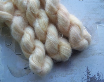 Vanilla Frosting - Hand dyed Yarn / Handdyed yarn, Kid Silk Yarn, Wool Yarn - Cream Color - 72/28 Kid Mohair & Silk - Lace Weight - 50g