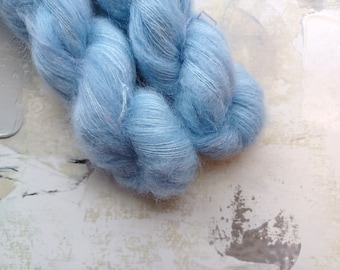 Hydrangea - Hand dyed Yarn / Handdyed yarn, Kid Silk Yarn - Light Blue - 72/28 Kid Mohair & Silk - Lace Weight - 50g