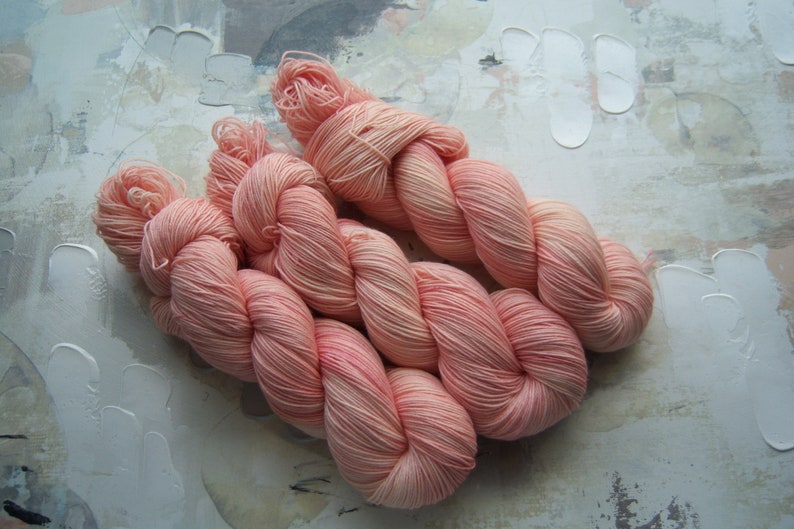100g Sock Yarn Peach Coral Hand dyed Yarn Handdyed yarn SW Merino Nylon or Merino Cashmere Nylon Fingering Weight Wool Yarn