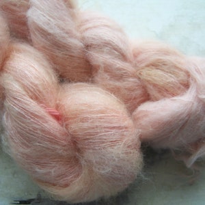 Peach Coral - Hand dyed Yarn / Handdyed yarn, Kid Silk Yarn / Alpaca Silk Yarn, Wool Yarn - Lace Weight - 50g