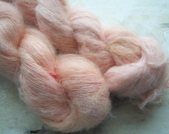 Peach Coral - Hand dyed Yarn / Handdyed yarn, Kid Silk Yarn / Alpaca Silk Yarn, Wool Yarn - Lace Weight - 50g