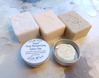 All Natural Soap and Lotion Bar Skincare Pack - Organic, No Dyes, No Artificial Fragrances