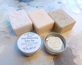 All Natural Soap and Lotion Bar Skincare Pack - Organic, No Dyes, No Artificial Fragrances