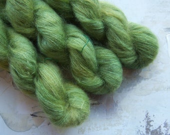 Ivy - Hand dyed Yarn / Handdyed yarn, Kid Silk Yarn, Wool Yarn - Green - 72/28 Kid Mohair & Silk - Lace Weight - 50g