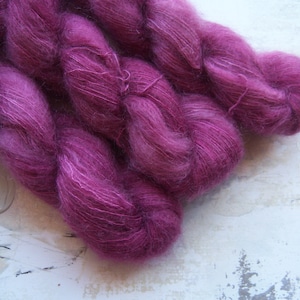 Red Wine - Hand dyed Yarn / Handdyed yarn, Kid Silk Yarn, Wool Yarn - 72/28 Kid Mohair & Silk - Lace Weight - 50g