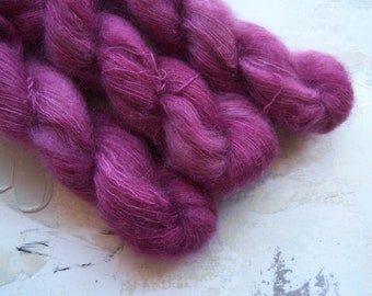 Red Wine - Hand dyed Yarn / Handdyed yarn, Kid Silk Yarn, Wool Yarn - 72/28 Kid Mohair & Silk - Lace Weight - 50g