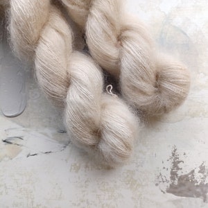Khaki - Hand dyed Yarn / Handdyed yarn, Kid Silk Yarn, Wool Yarn - 72/28 Kid Mohair & Silk - Lace Weight - 50g