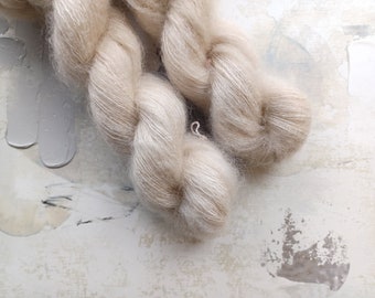 Khaki - Hand dyed Yarn / Handdyed yarn, Kid Silk Yarn, Wool Yarn - 72/28 Kid Mohair & Silk - Lace Weight - 50g