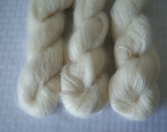 Undyed Yarn / KidSilk Yarn / Ecru / Natural Yarn, Kid Silk Yarn - 72/28 Kid Mohair & Silk - Lace Weight - 50g