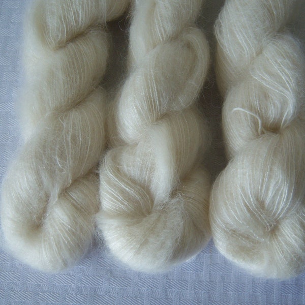 Undyed Yarn / KidSilk Yarn / Ecru / Natural Yarn, Kid Silk Yarn - 72/28 Kid Mohair & Silk - Lace Weight - 50g