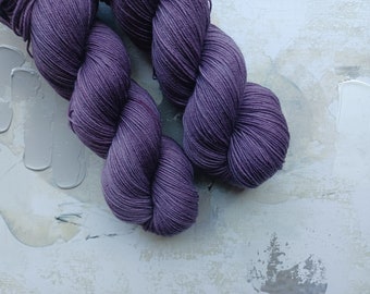 Eggplant - Hand dyed Yarn / Handdyed Yarn, Sock Yarn, Wool Yarn - Dark Purple – 75/25 Superwash Merino and Nylon – Fingering Weight -100g