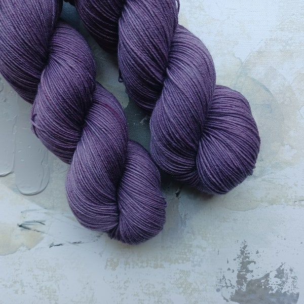 Eggplant - Hand dyed Yarn / Handdyed Yarn, Sock Yarn, Wool Yarn - Dark Purple – 75/25 Superwash Merino and Nylon – Fingering Weight -100g