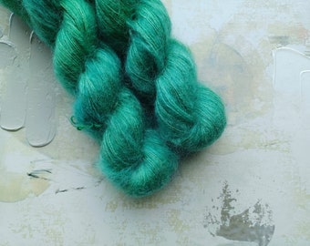 Forest Green - Hand dyed Yarn / Handdyed yarn, Kid Silk Yarn, Wool Yarn - Green - 72/28 Kid Mohair & Silk - Lace Weight - 50g