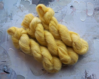 Hatchling - Hand dyed Yarn / Handdyed yarn, Kid Silk Yarn, Wool Yarn - Soft Yellow - 72/28 Kid Mohair & Silk - Lace Weight - 50g