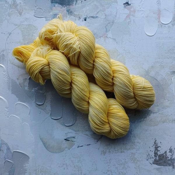 Hatchling - Hand dyed Yarn / Handdyed yarn, Sock Yarn, Wool Yarn - Soft Yellow - Superwash Merino & Nylon – Fingering Weight