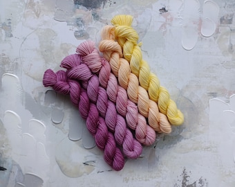 Indian Corn Gradient Set, Hand Dyed Yarn / Handdyed yarn, Sock Yarn, Wool yarn - Maroon, Peach, and White - 10g and 20g sets