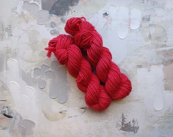 Engine Red - Hand dyed Yarn / Handdyed yarn, Bulky Yarn, Chunky Yarn, Wool Yarn - Single Ply - SW Merino / Nylon - 100g