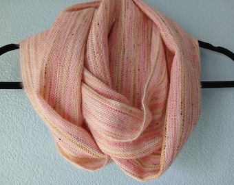 Bufanda infinita de lana tejida a mano - Hilo de lana, mohair y seda teñido a mano