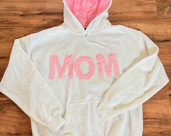 Custom fabric lined hoodie- personalized hood lining and lettering