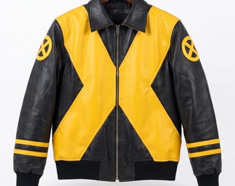 Chaqueta bomber amarilla y negra de X-Men 97 hecha a mano, cortavientos inspirado en Wolverine, chaqueta unisex para cosplay de cómics.