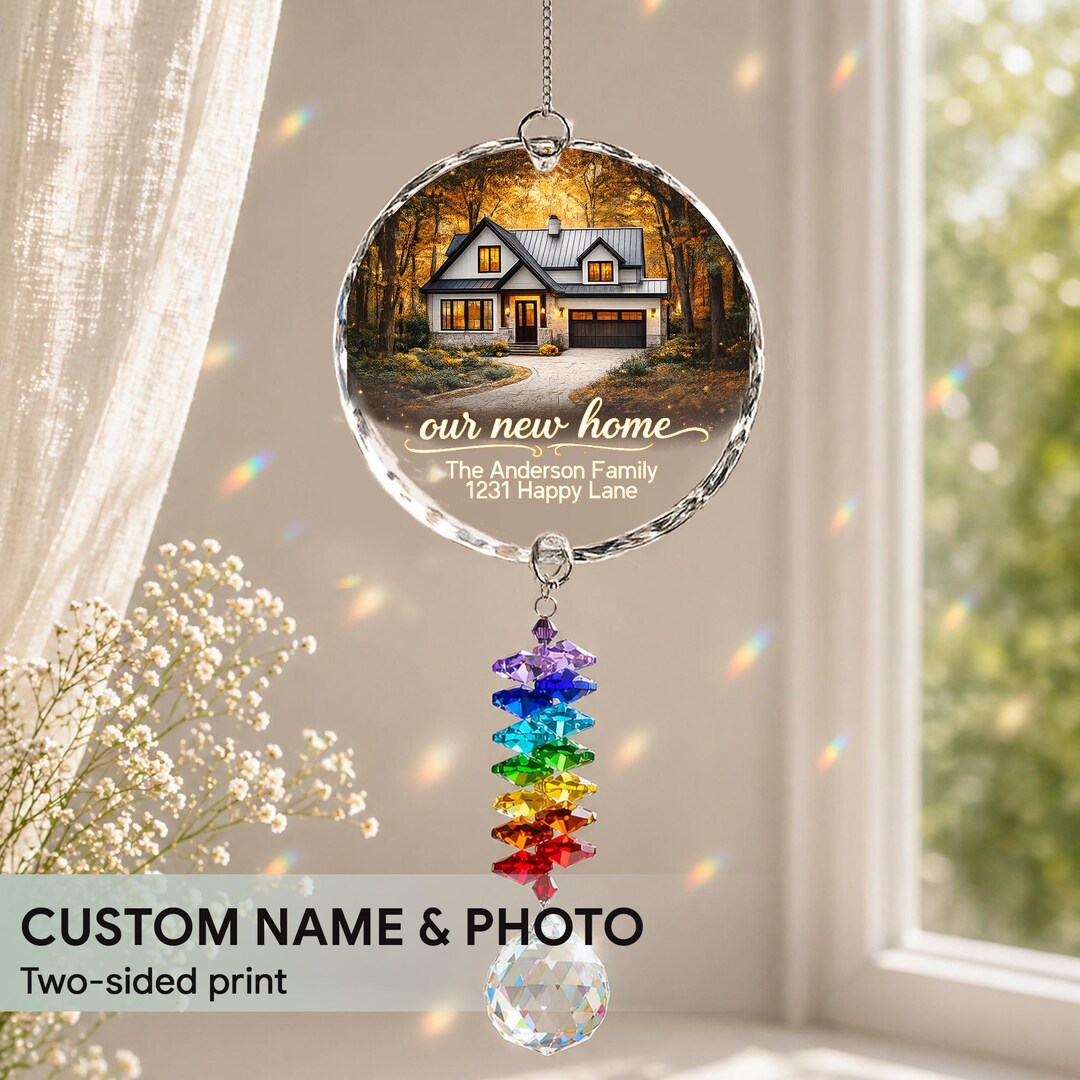 Personalized New Home Ornament, Custom New House Photo Glass Ornament ...